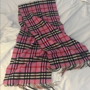 Burberry Pink and Black Checkered Scarf